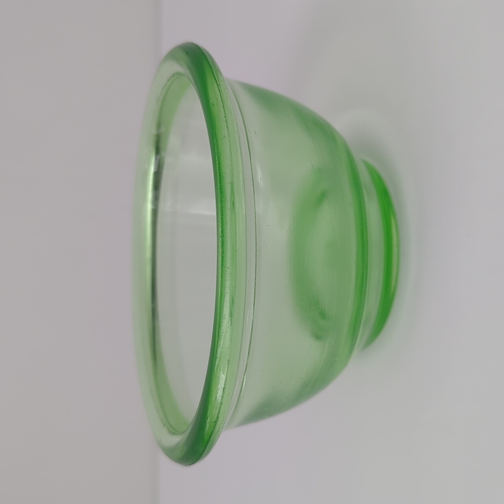 Hazel Atlas Green Vaseline Uranium Glass 5" Bowl Vintage 1930s